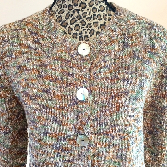 River Ladies Knit Cardigan Sweater Size:S Color:Green,Gray,White - Picture 3 of 10